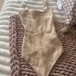 Abercrombie & Fitch Tan Ribbed Bodysuit